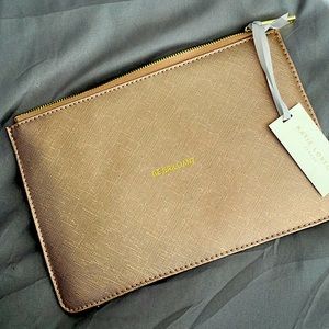 Kate Loxton “Be Brilliant” zipper pouch pink and gold